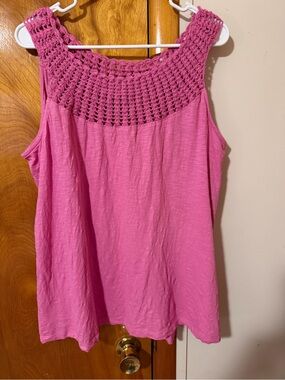 Lane Bryant Hot Pink Crochet Knit Top